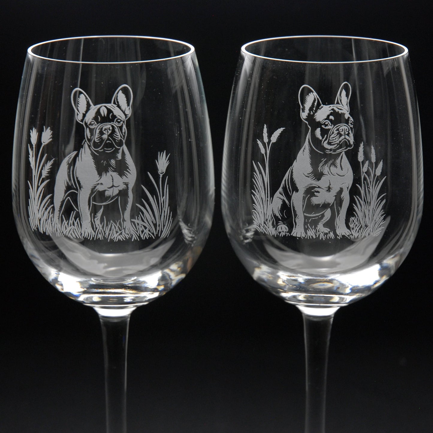 French Bulldog Dog Crystal Wine Glass - Hand Etched/Engraved Gift