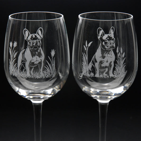 French Bulldog Dog Crystal Wine Glass - Hand Etched/Engraved Gift