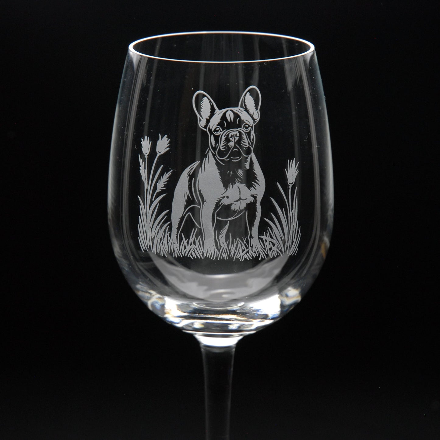 French Bulldog Dog Crystal Wine Glass - Hand Etched/Engraved Gift