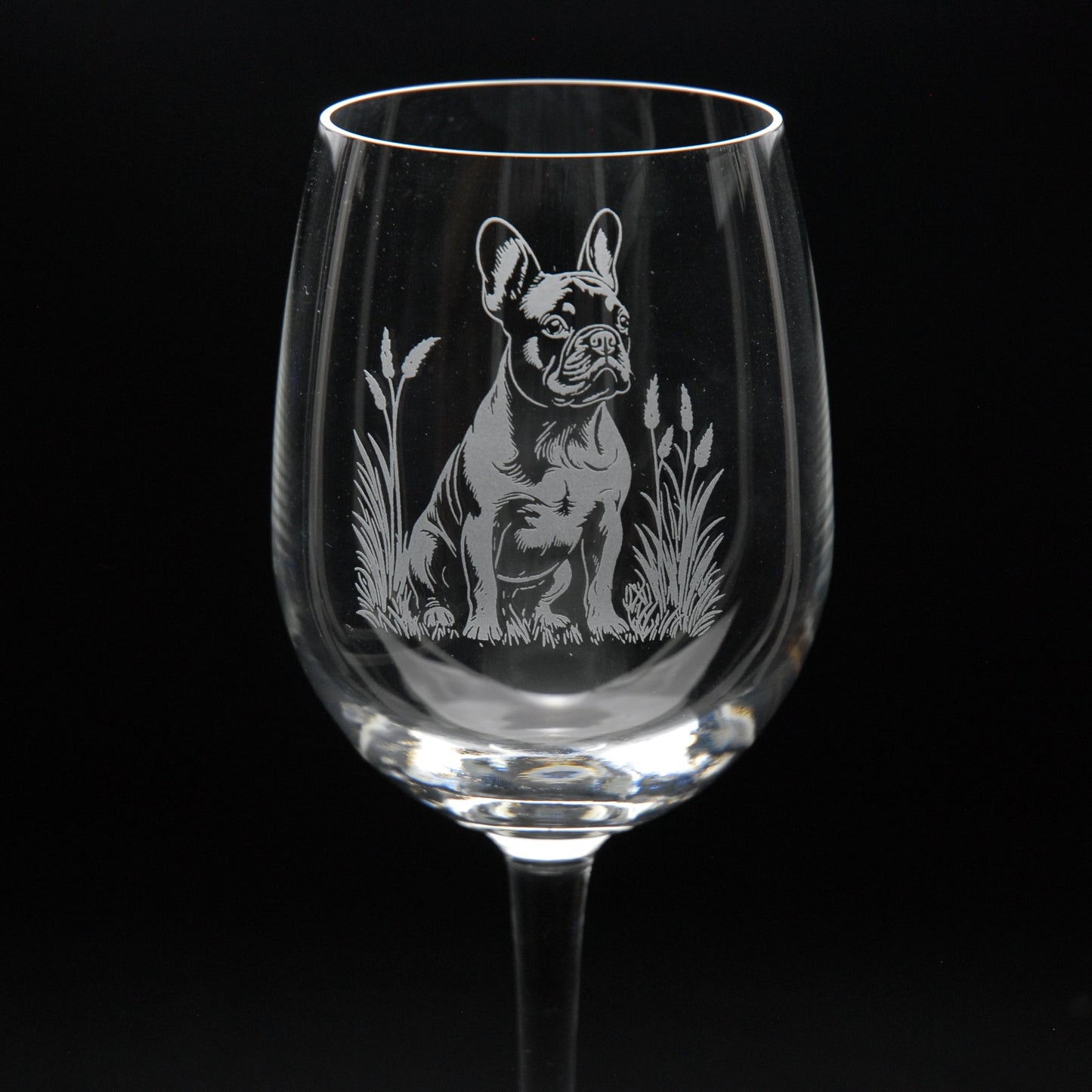 French Bulldog Dog Crystal Wine Glass - Hand Etched/Engraved Gift