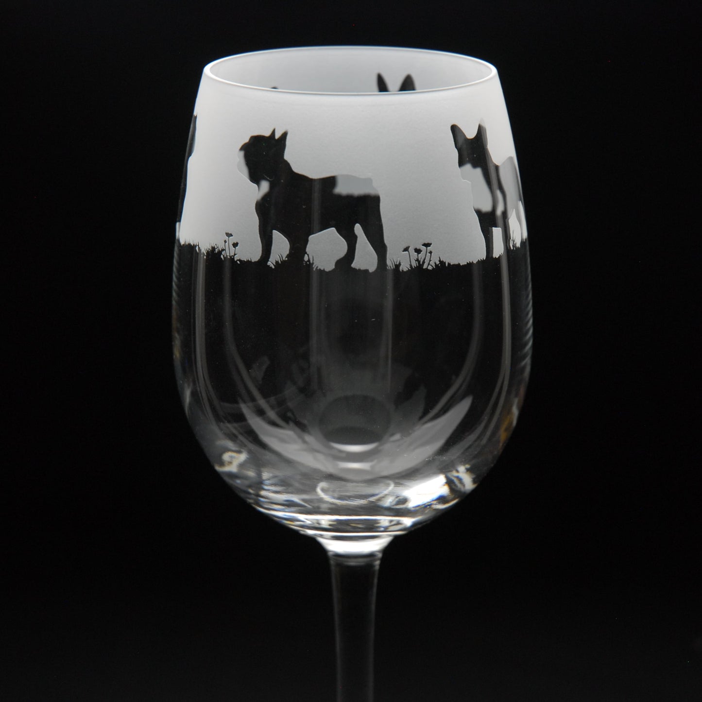 French Bulldog Dog Crystal Wine Glass - Hand Etched/Engraved Gift