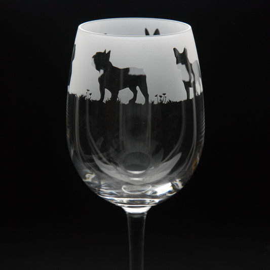French Bulldog Dog Crystal Wine Glass - Hand Etched/Engraved Gift