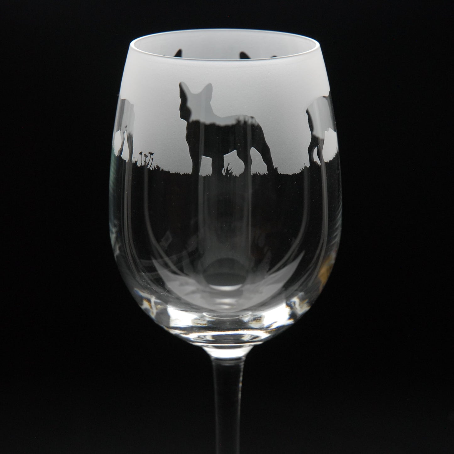 French Bulldog Dog Crystal Wine Glass - Hand Etched/Engraved Gift