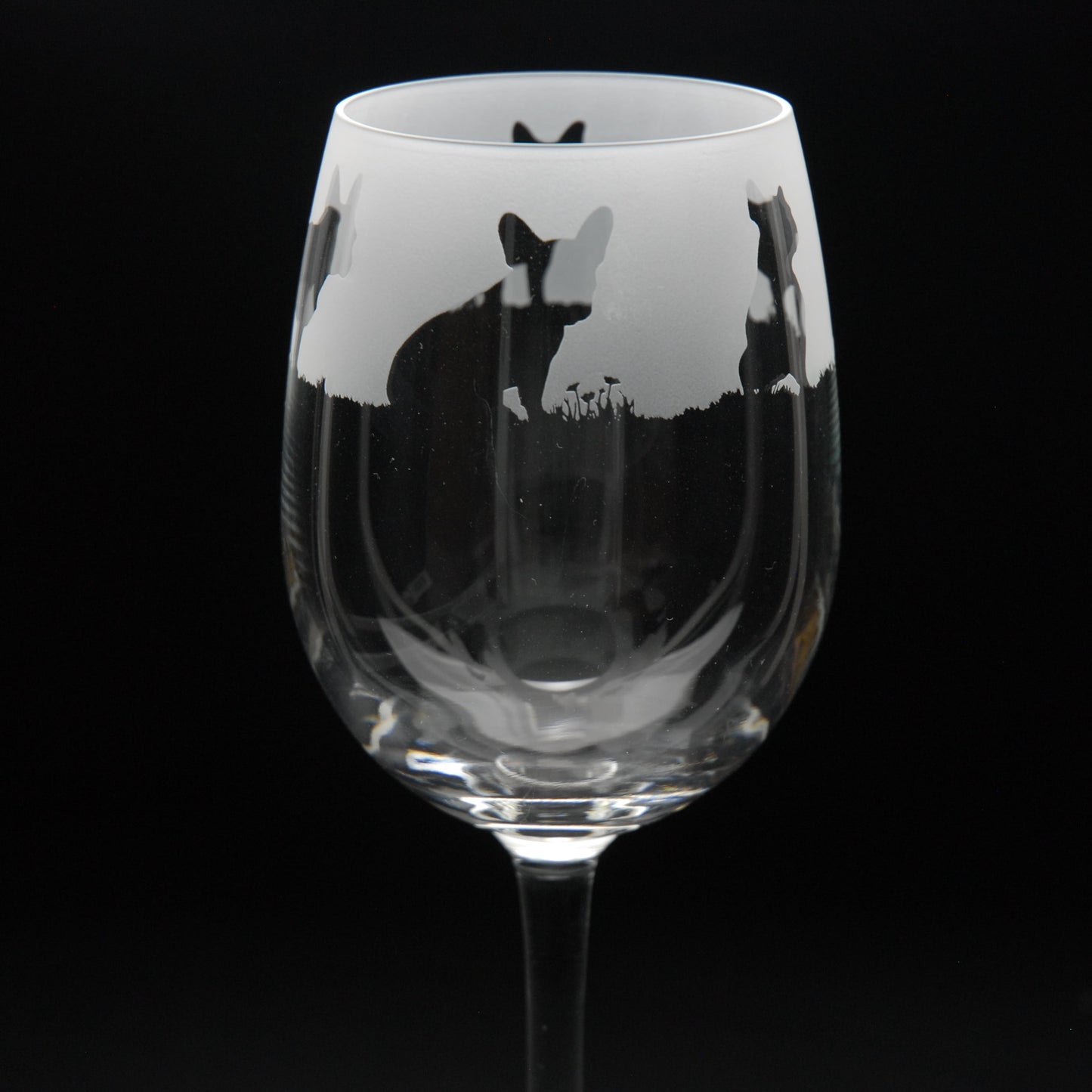 French Bulldog Dog Crystal Wine Glass - Hand Etched/Engraved Gift