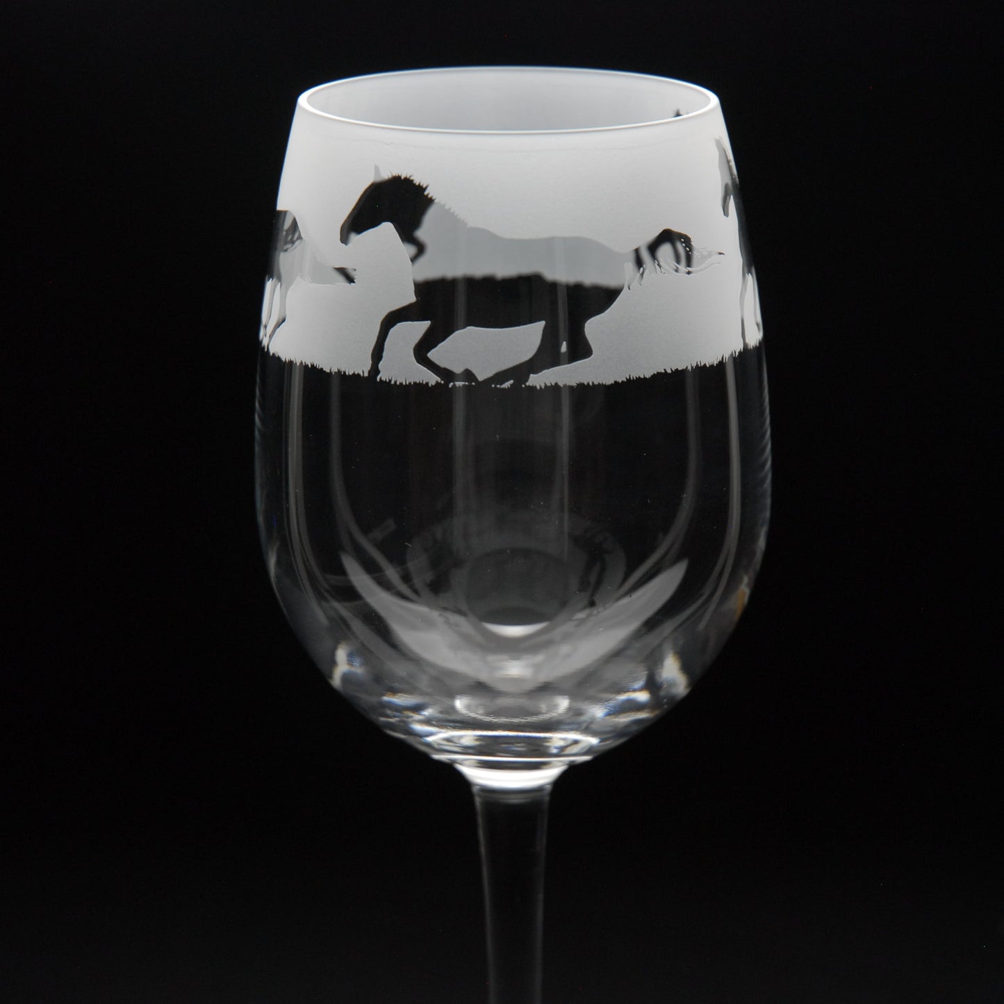 Galloping Horse Crystal Wine Glass - Hand Etched/Engraved Gift