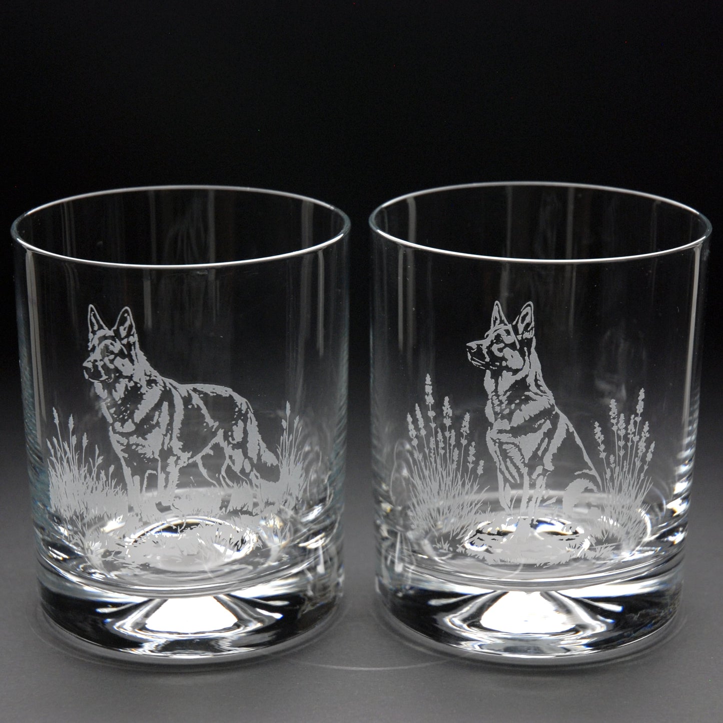 German Shepherd Dog Whiskey Tumbler Glass - Hand Etched/Engraved Gift