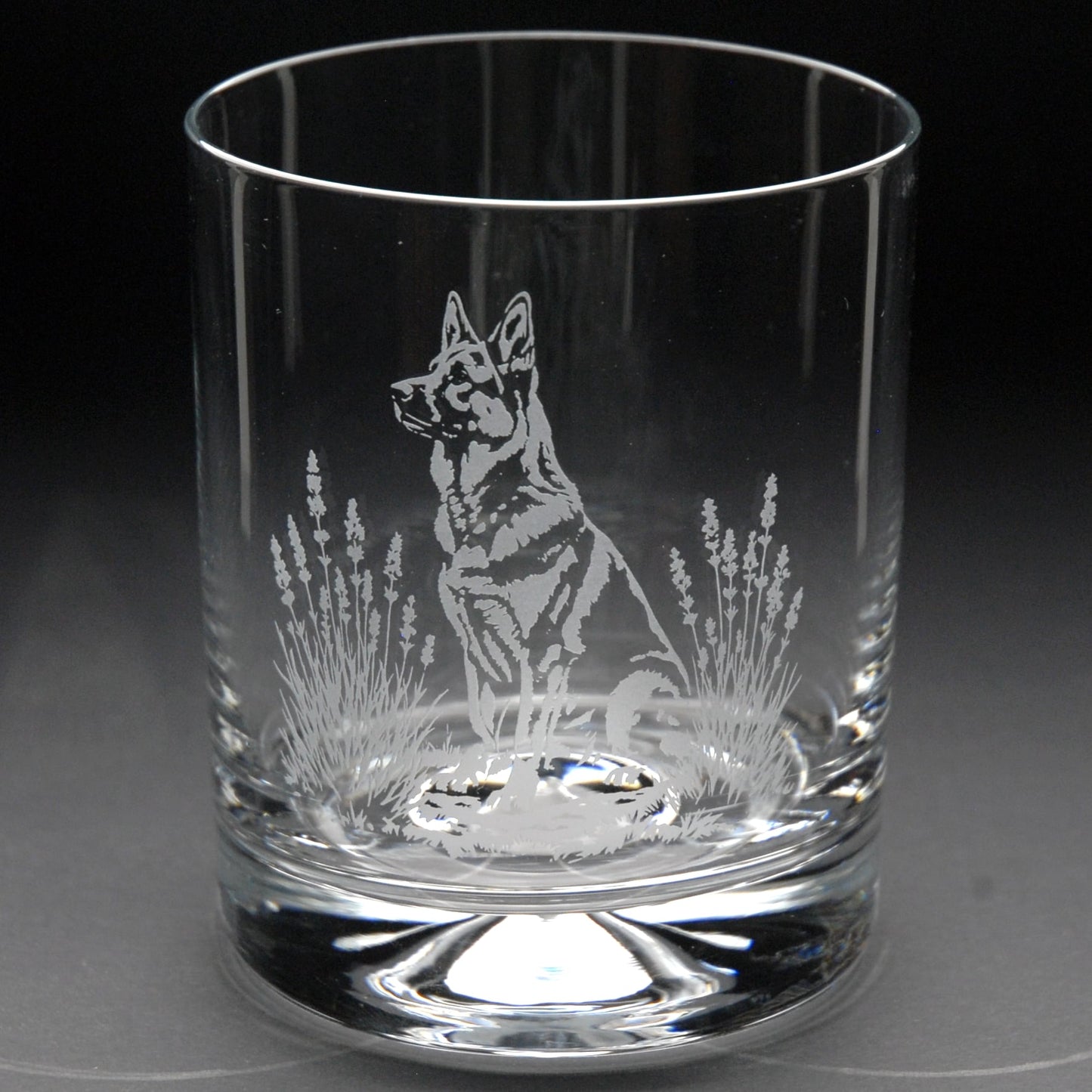 German Shepherd Dog Whiskey Tumbler Glass - Hand Etched/Engraved Gift