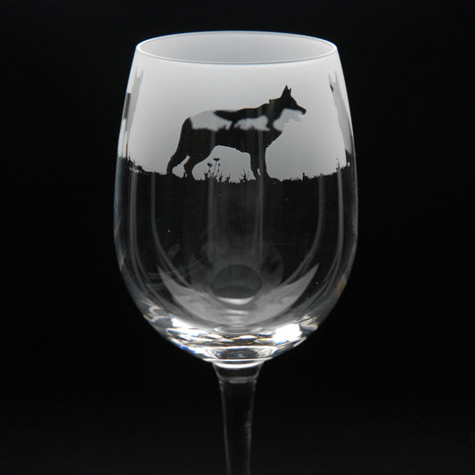 German Shepherd Dog Crystal Wine Glass - Hand Etched/Engraved Gift