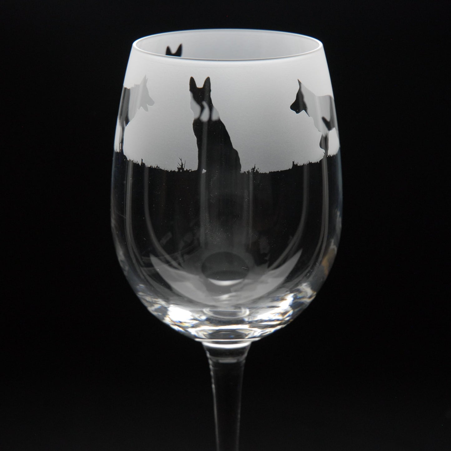German Shepherd Dog Crystal Wine Glass - Hand Etched/Engraved Gift