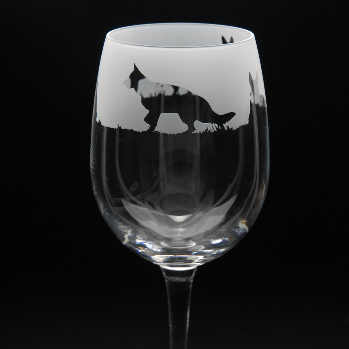 German Shepherd Dog Crystal Wine Glass - Hand Etched/Engraved Gift