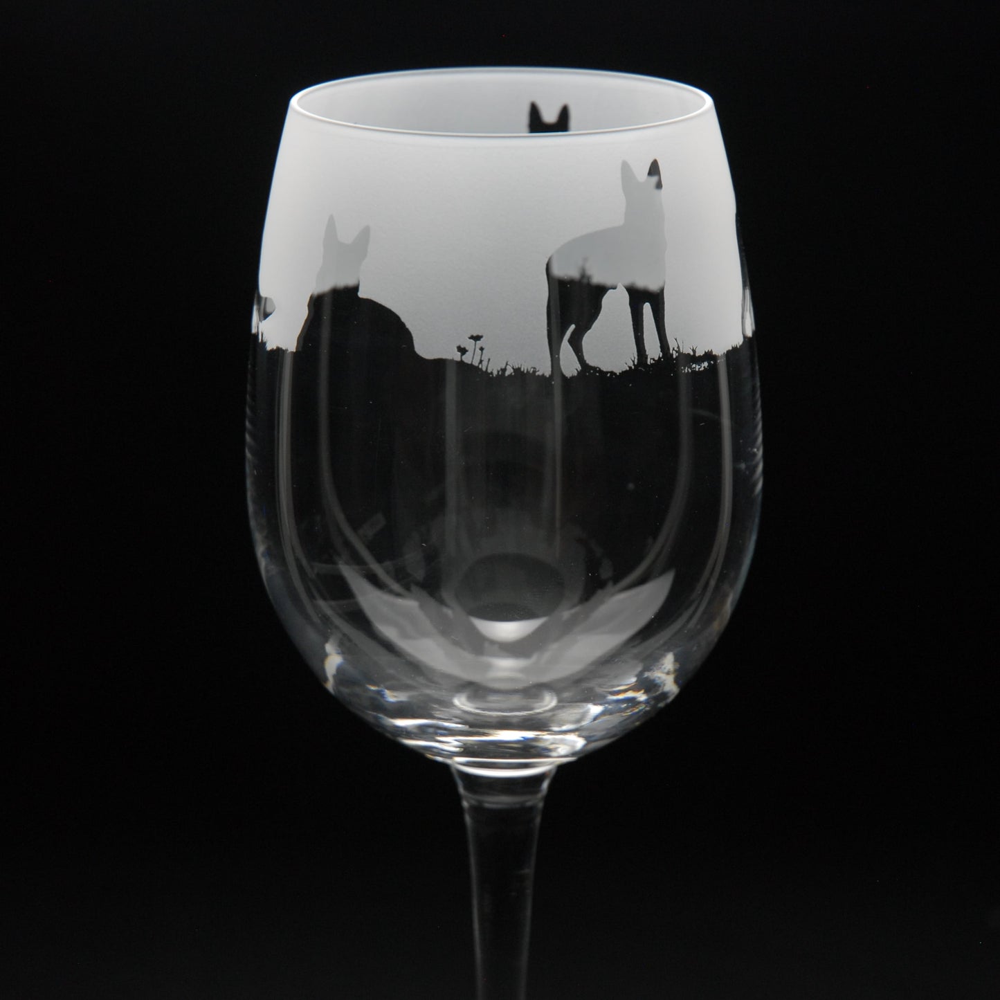 German Shepherd Dog Crystal Wine Glass - Hand Etched/Engraved Gift