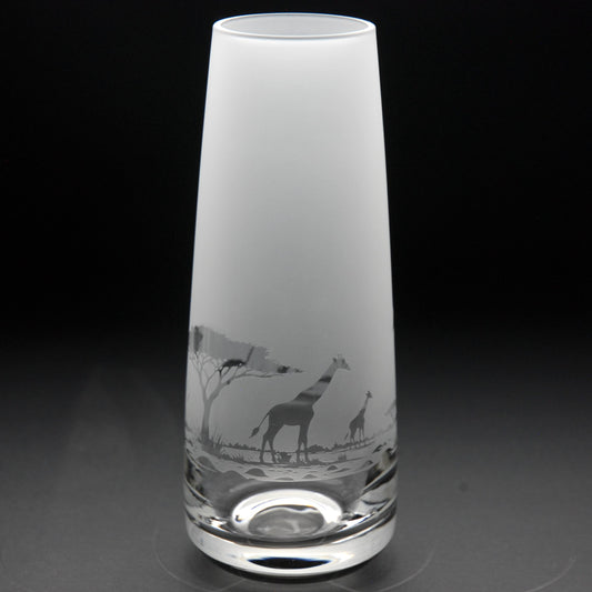 Giraffe Glass Bud Vase - Hand Etched/Engraved Gift