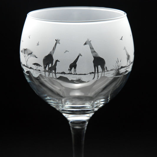 Giraffe Gin Cocktail Glass - Hand Etched/Engraved Gift
