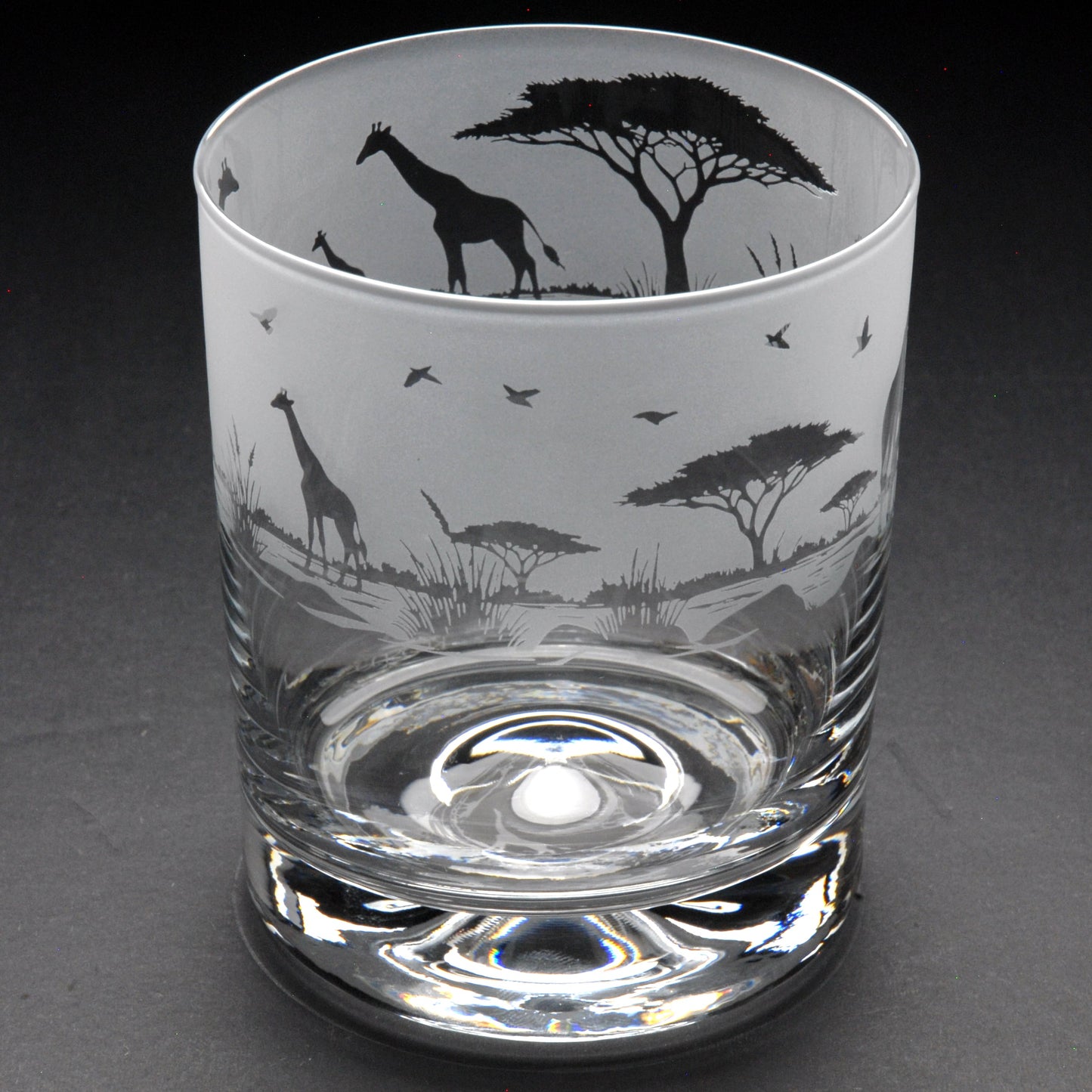 Giraffe Whiskey Tumbler Glass - Hand Etched/Engraved Gift