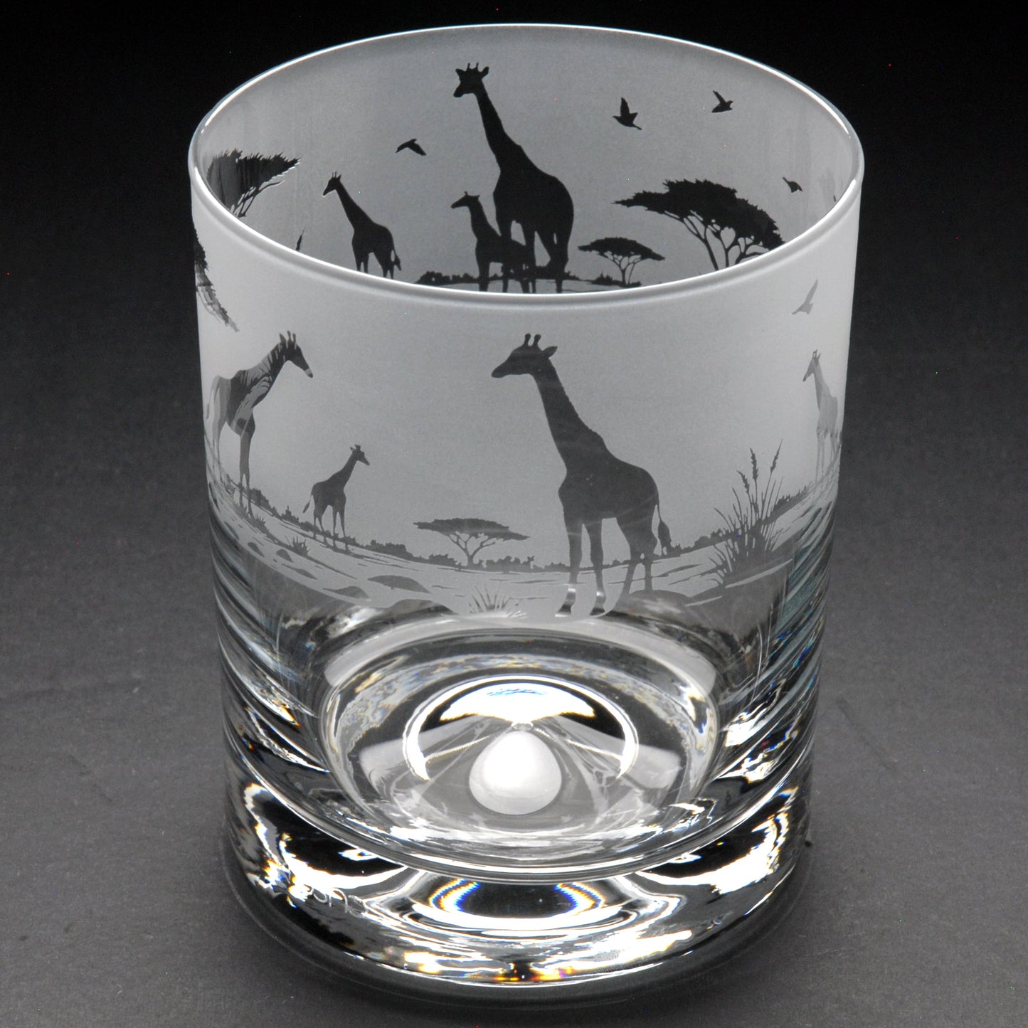 Giraffe Whiskey Tumbler Glass - Hand Etched/Engraved Gift