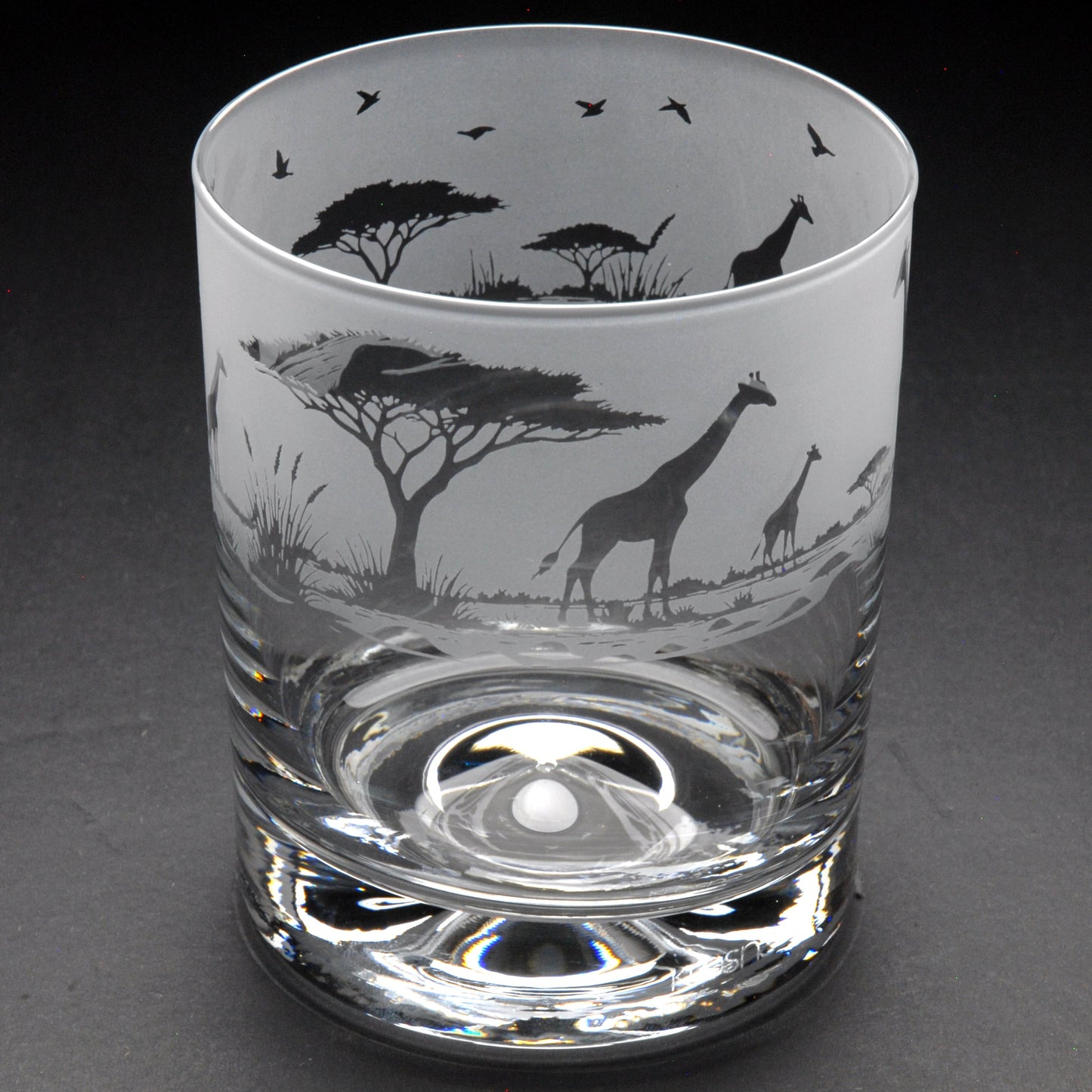 Giraffe Whiskey Tumbler Glass - Hand Etched/Engraved Gift