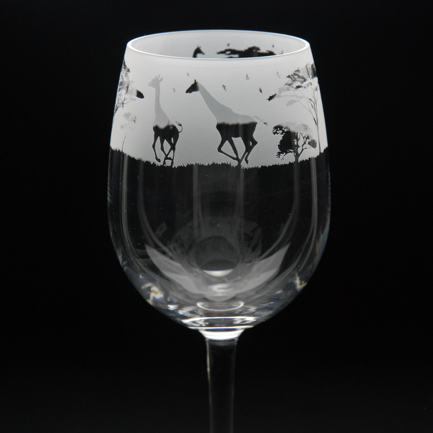 Giraffe Crystal Wine Glass - Hand Etched/Engraved Gift