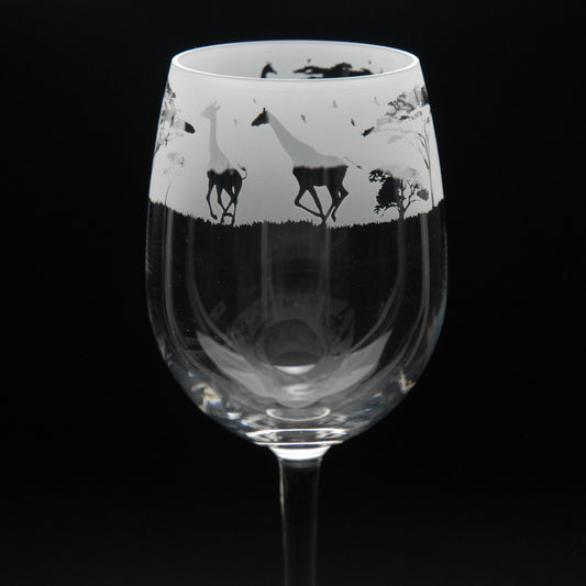 Giraffe Crystal Wine Glass - Hand Etched/Engraved Gift