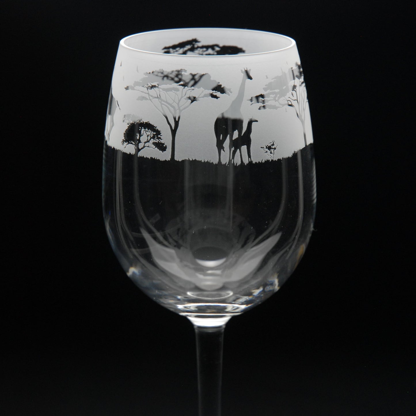 Giraffe Crystal Wine Glass - Hand Etched/Engraved Gift