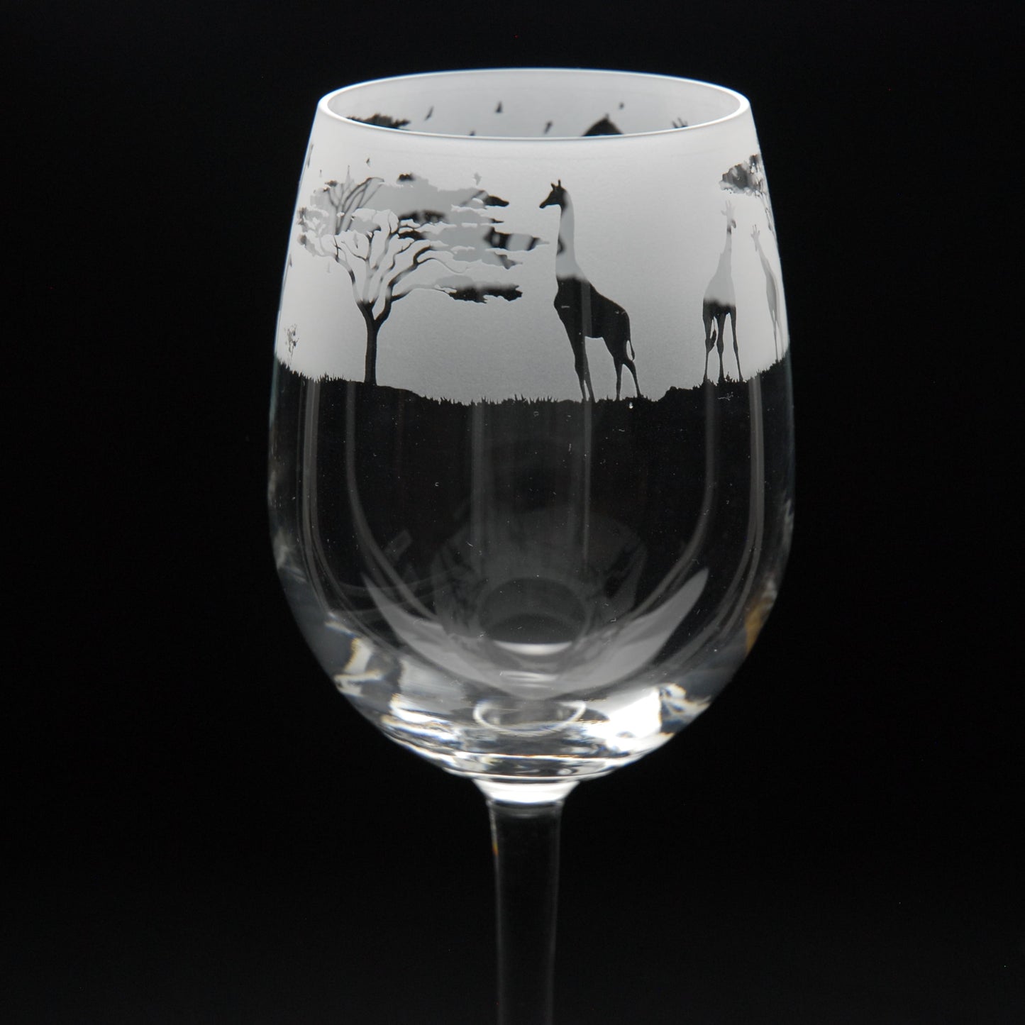Giraffe Crystal Wine Glass - Hand Etched/Engraved Gift