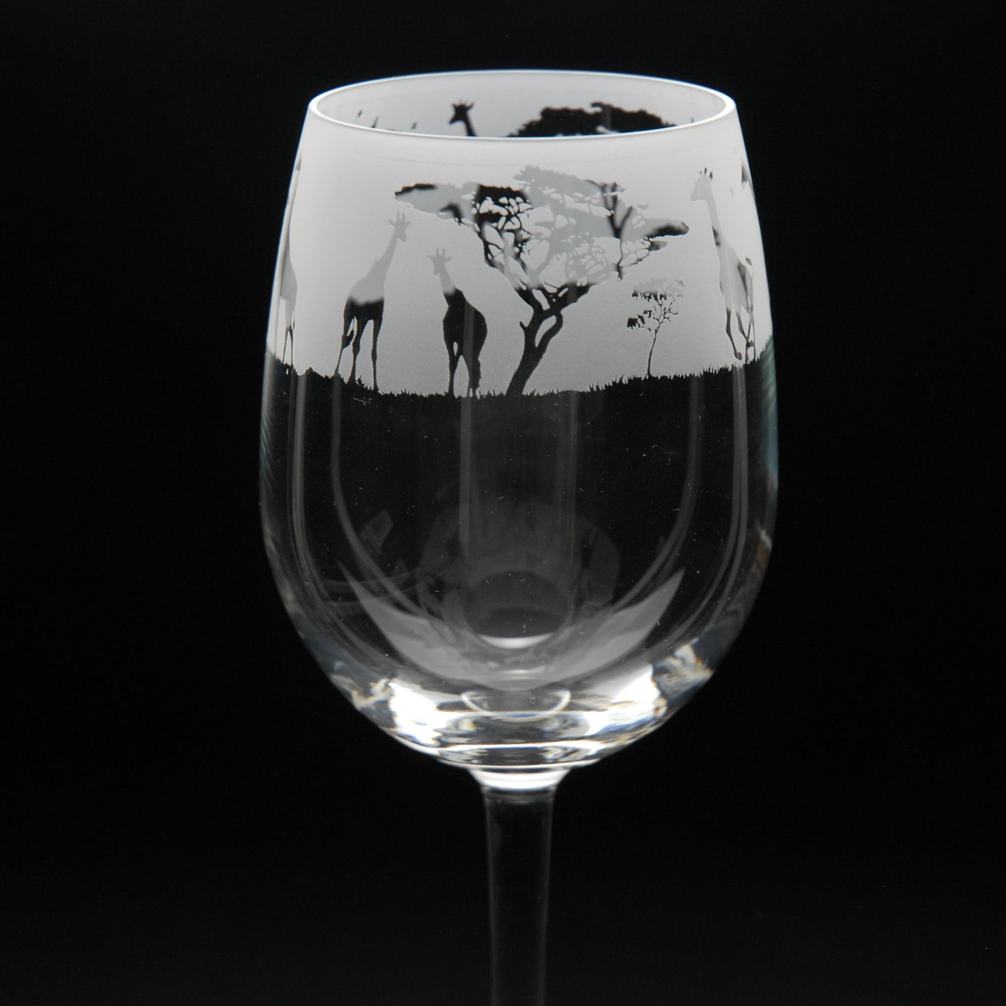 Giraffe Crystal Wine Glass - Hand Etched/Engraved Gift