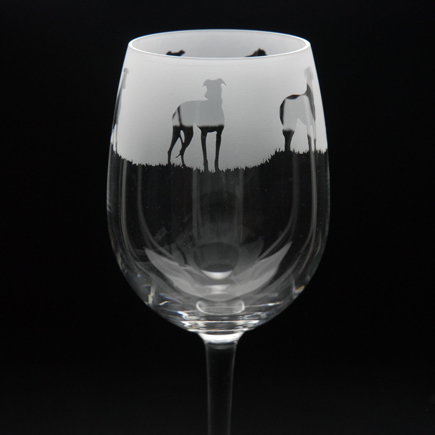 Greyhound Dog Crystal Wine Glass - Hand Etched/Engraved Gift
