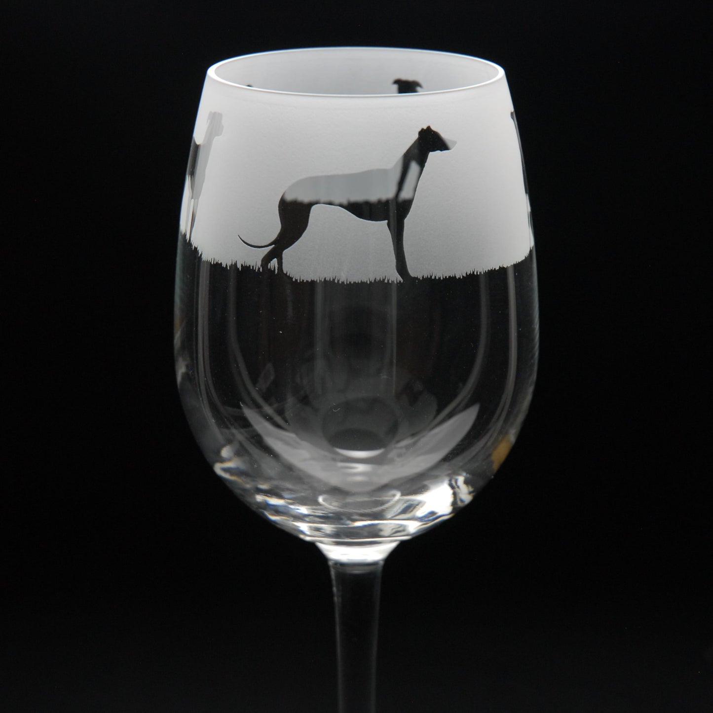 Greyhound Dog Crystal Wine Glass - Hand Etched/Engraved Gift