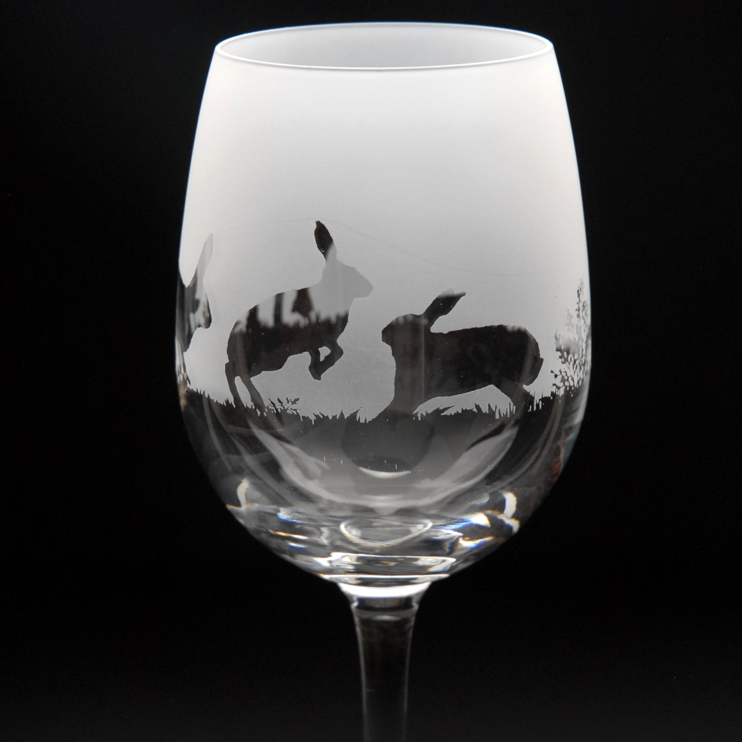Hare Crystal Wine Glass - Hand Etched/Engraved Gift