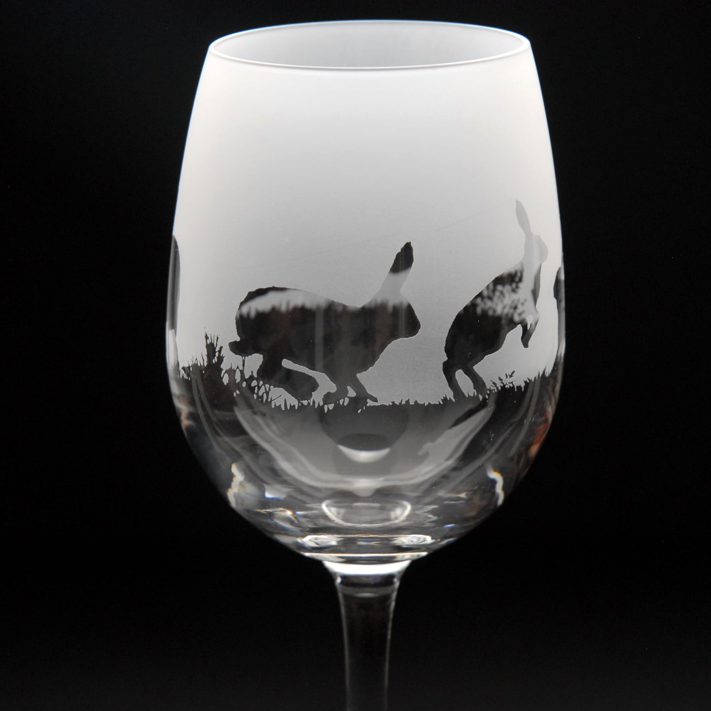 Hare Crystal Wine Glass - Hand Etched/Engraved Gift
