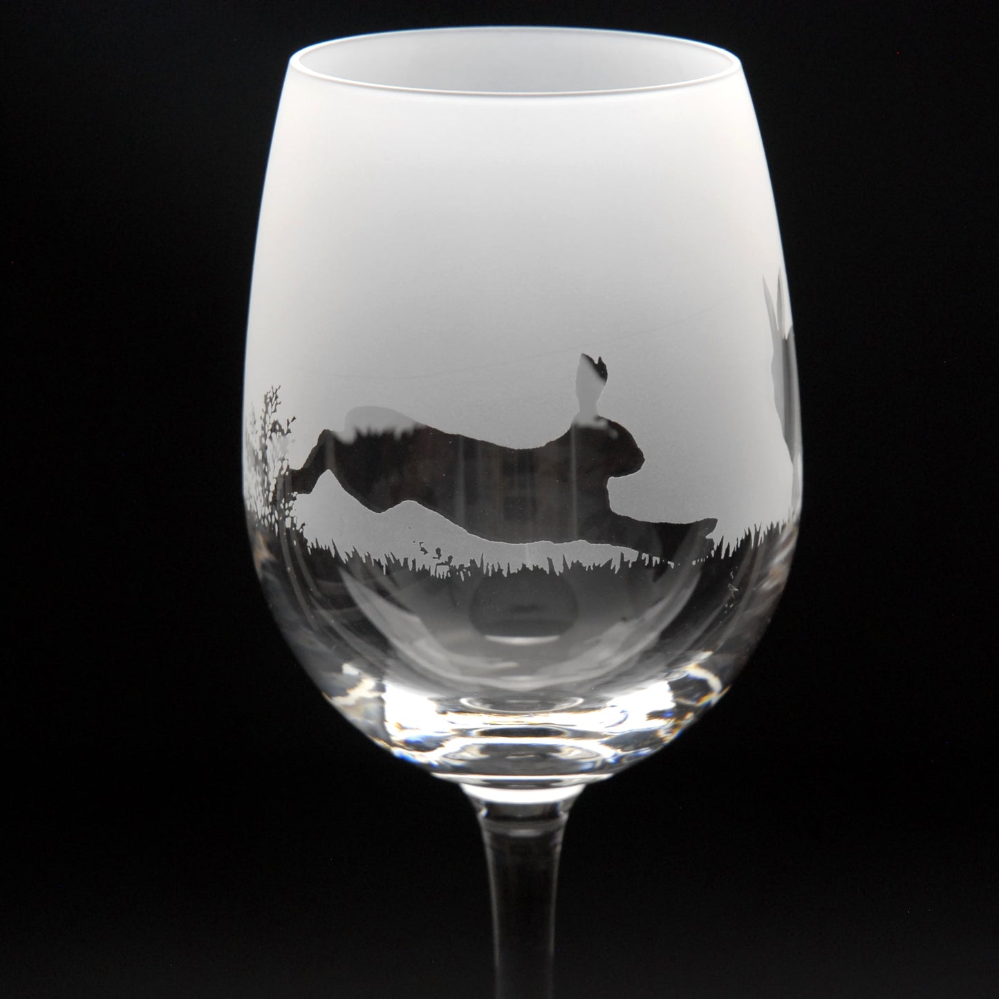Hare Crystal Wine Glass - Hand Etched/Engraved Gift