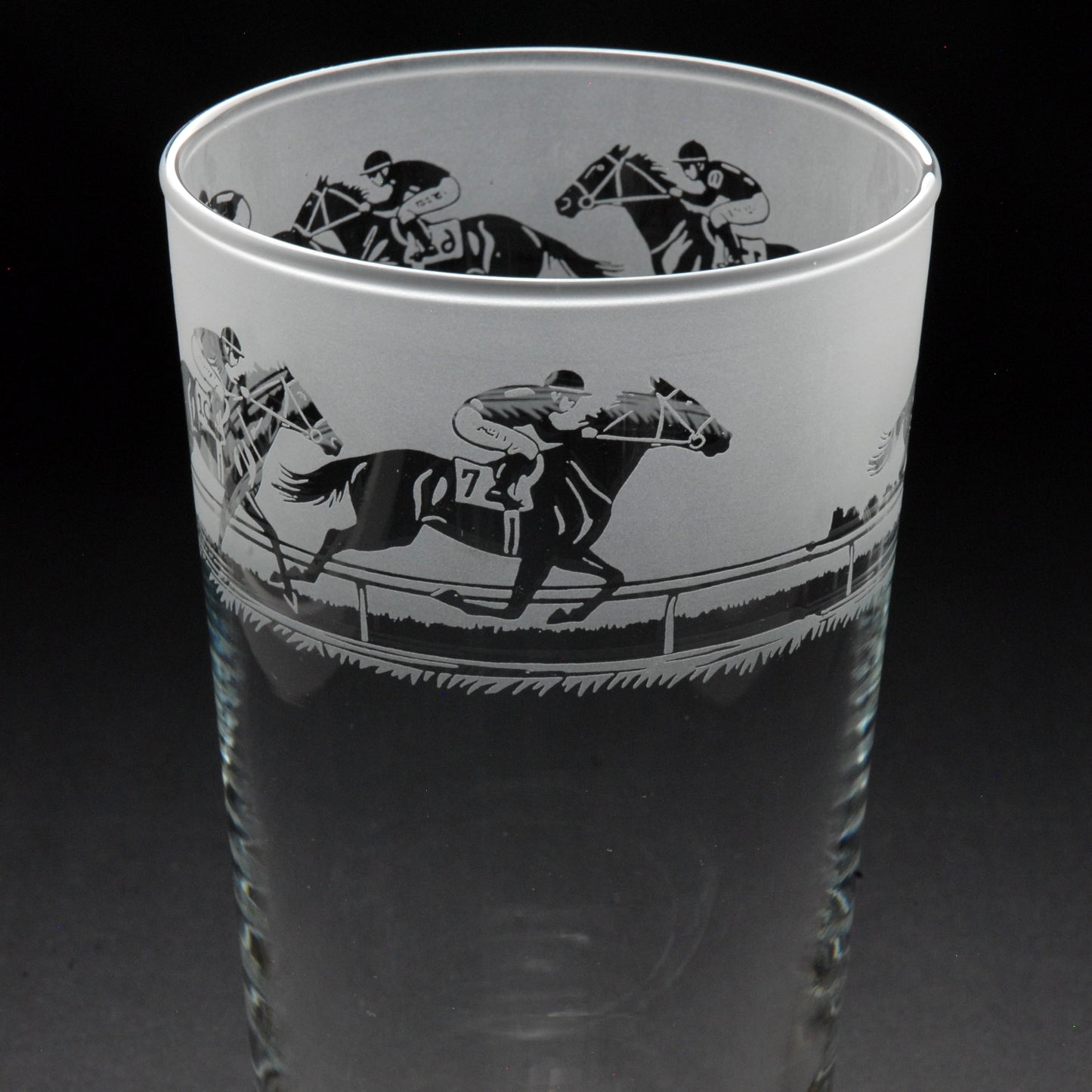 Horse Racing Pint Glass - Hand Etched/Engraved Gift