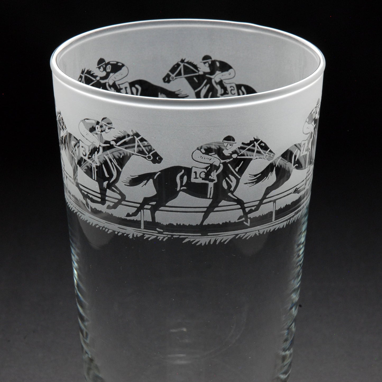 Horse Racing Pint Glass - Hand Etched/Engraved Gift