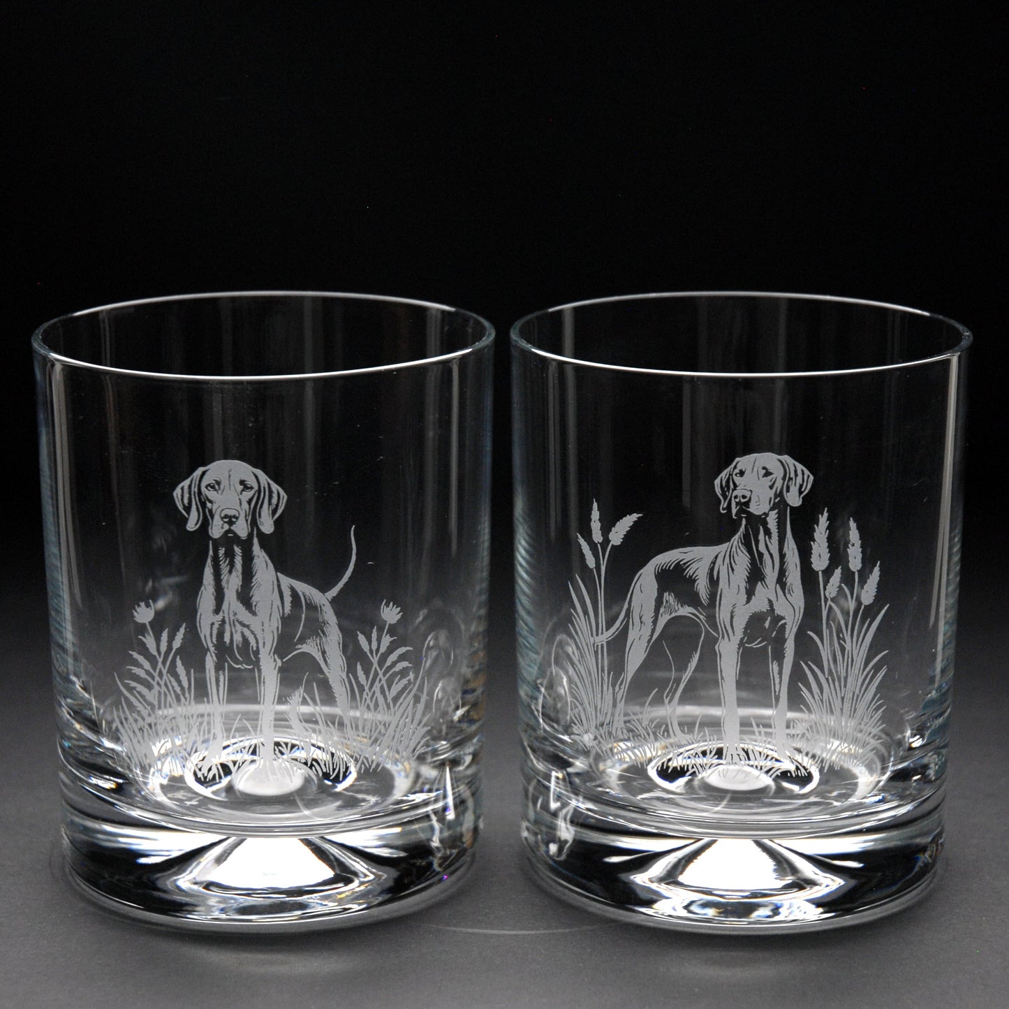 Hungarian Vizsla Dog Whiskey Tumbler Glass - Hand Etched/Engraved Gift