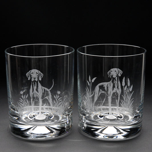 Hungarian Vizsla Dog Whiskey Tumbler Glass - Hand Etched/Engraved Gift