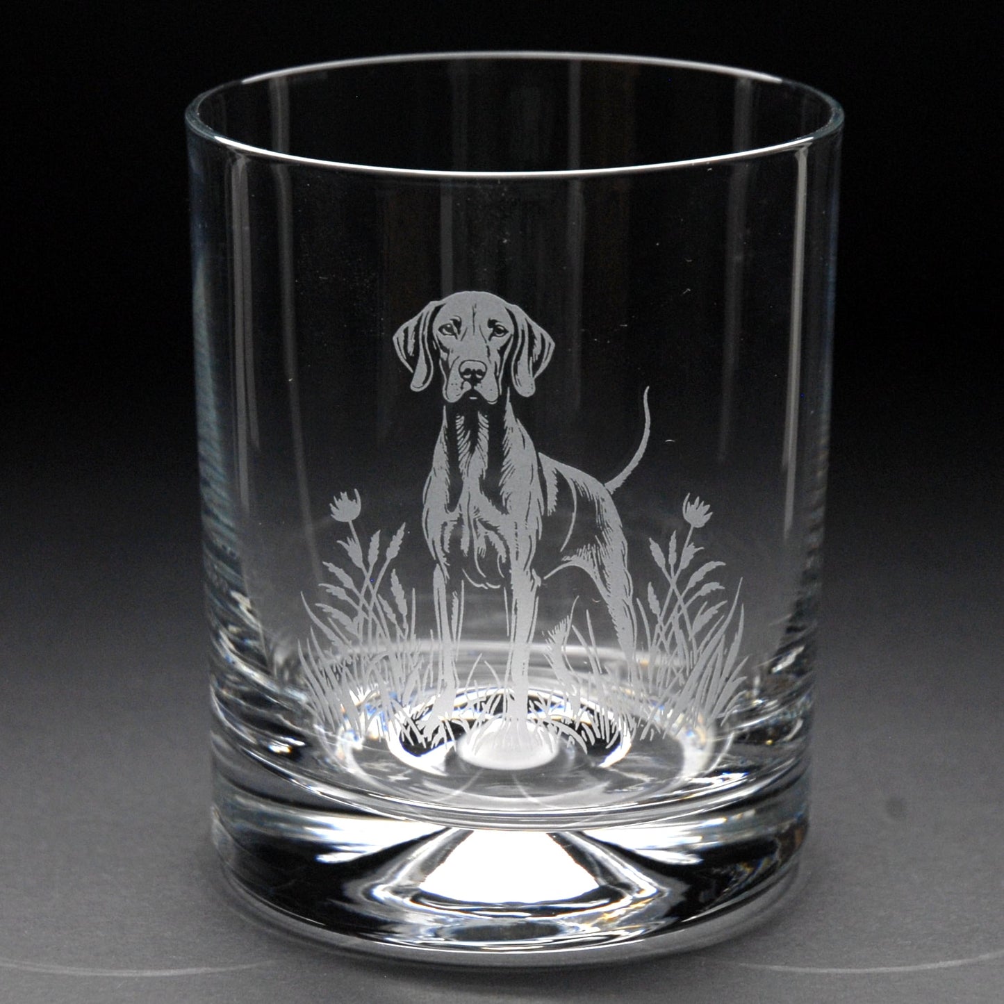 Hungarian Vizsla Dog Whiskey Tumbler Glass - Hand Etched/Engraved Gift