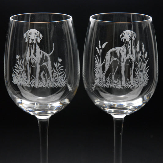 Hungarian Vizsla Dog Crystal Wine Glass - Hand Etched/Engraved Gift