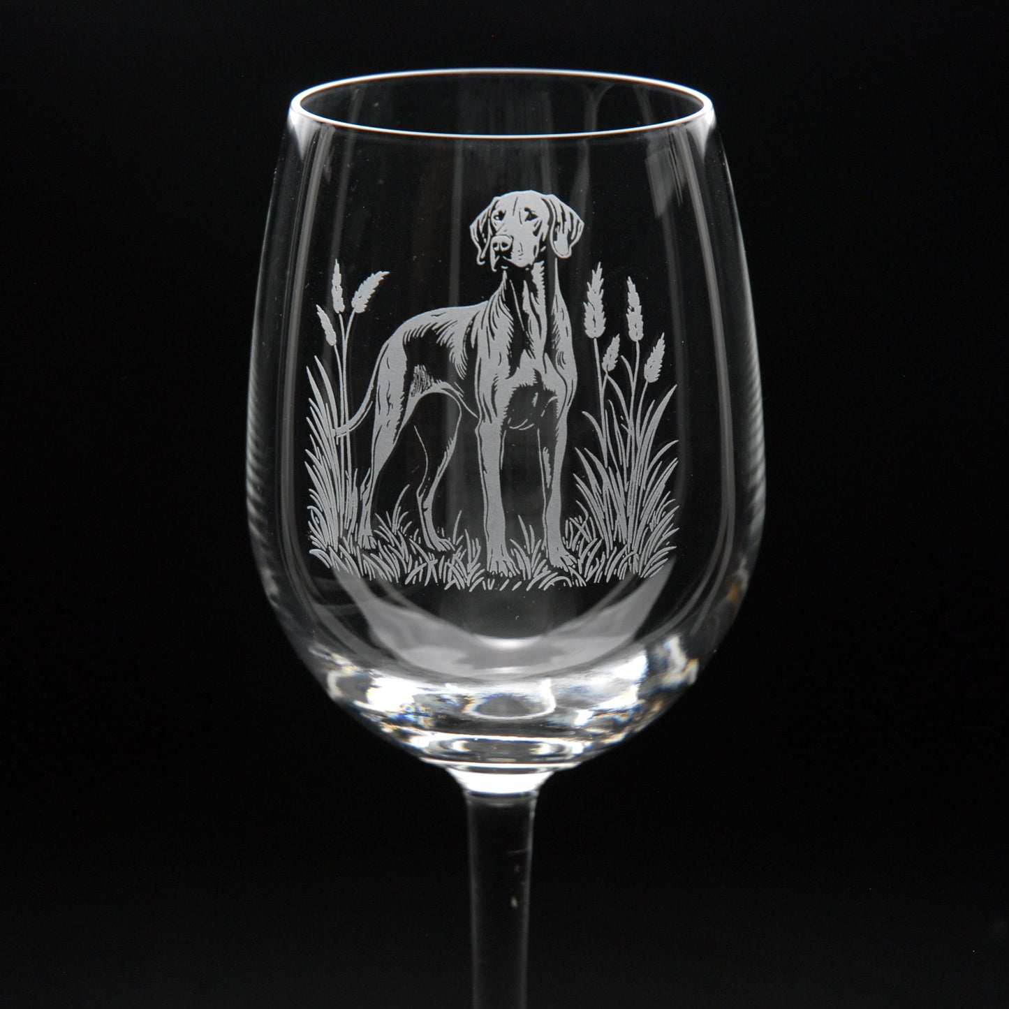 Hungarian Vizsla Dog Crystal Wine Glass - Hand Etched/Engraved Gift