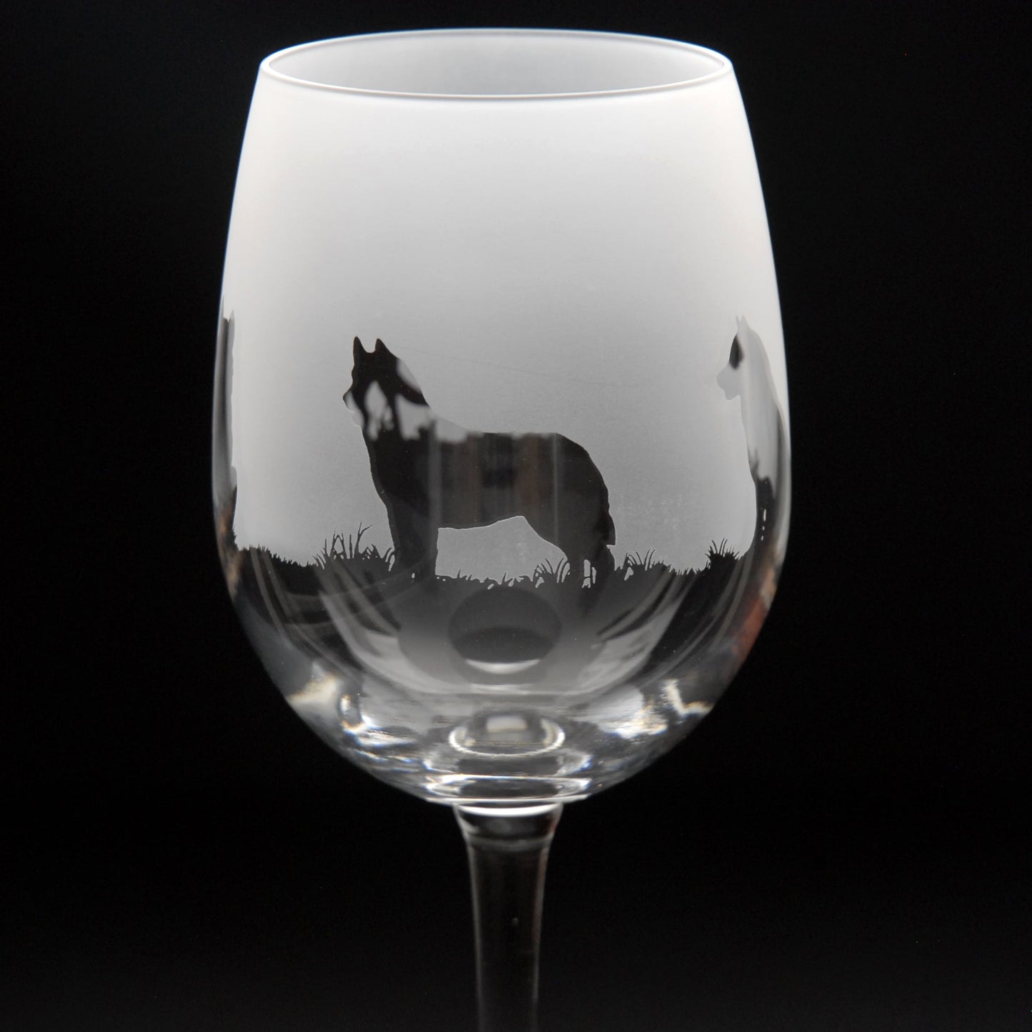 Husky Dog Crystal Wine Glass - Hand Etched/Engraved Gift