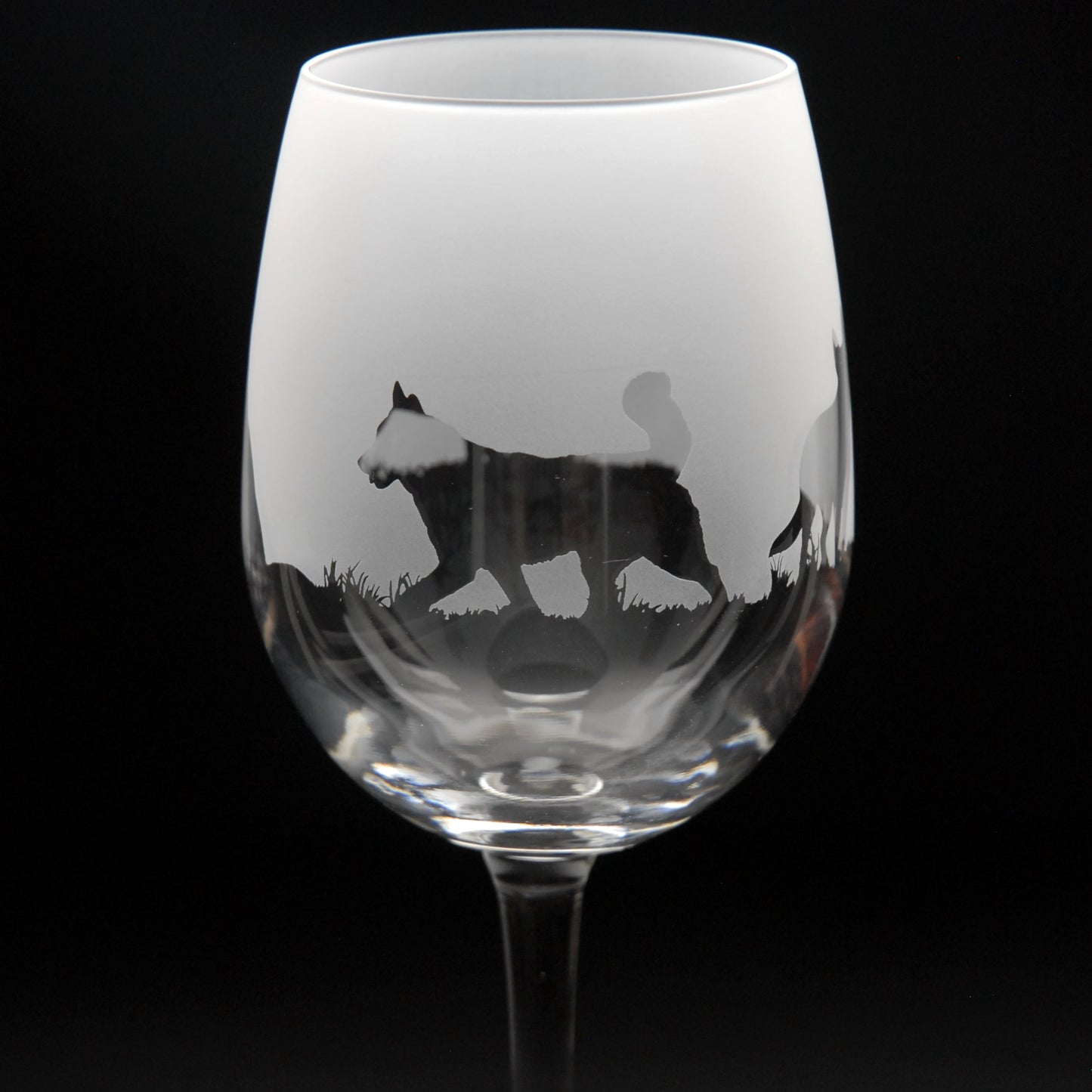 Husky Dog Crystal Wine Glass - Hand Etched/Engraved Gift