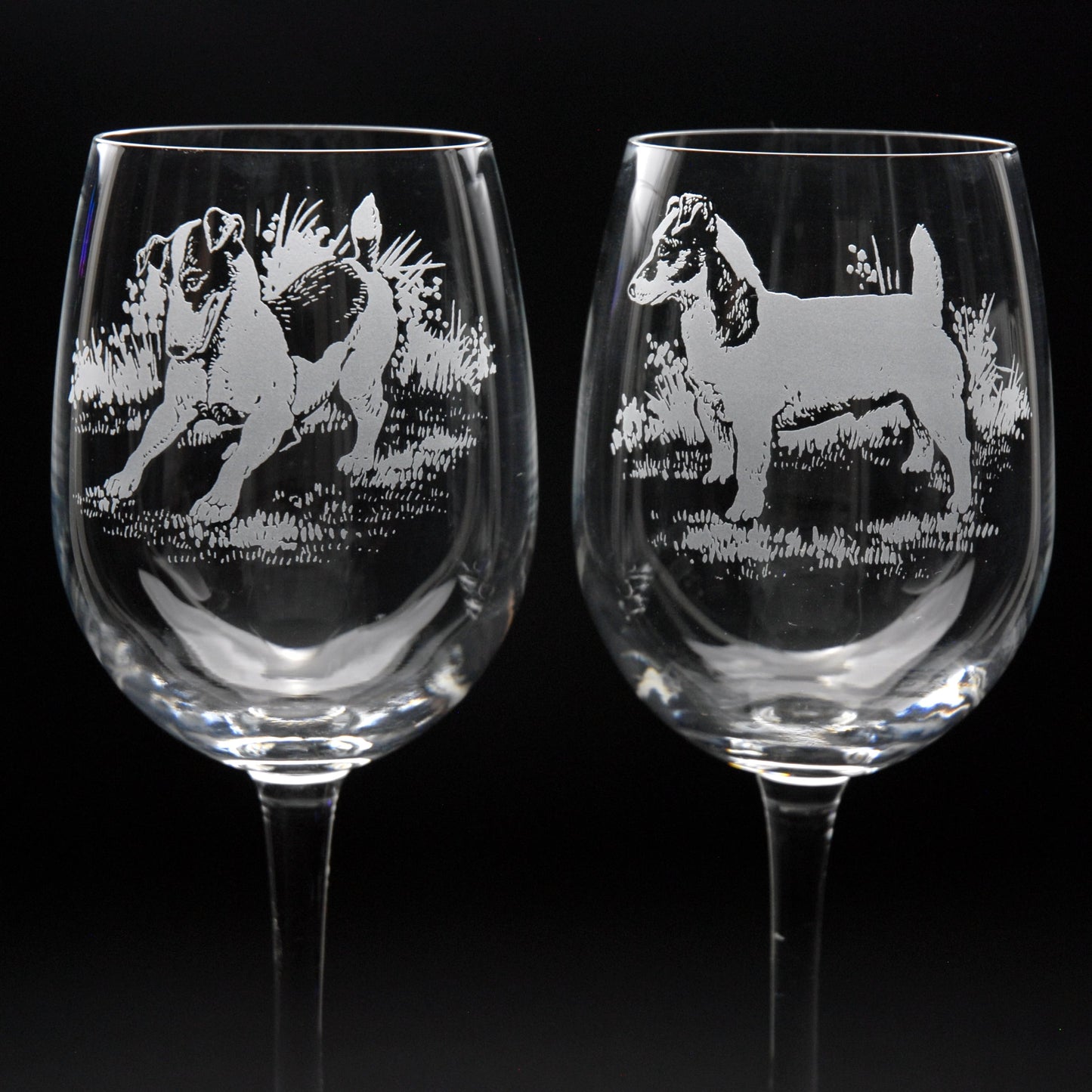 Jack Russell Dog Crystal Wine Glass - Hand Etched/Engraved Gift