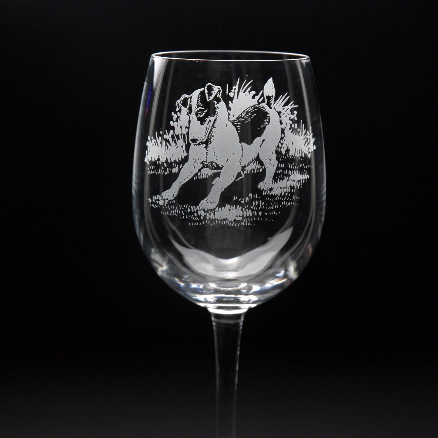 Jack Russell Dog Crystal Wine Glass - Hand Etched/Engraved Gift