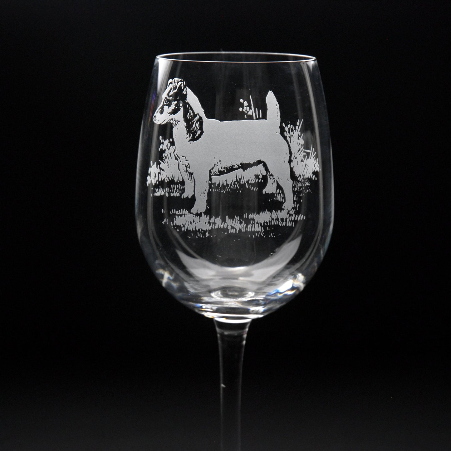 Jack Russell Dog Crystal Wine Glass - Hand Etched/Engraved Gift
