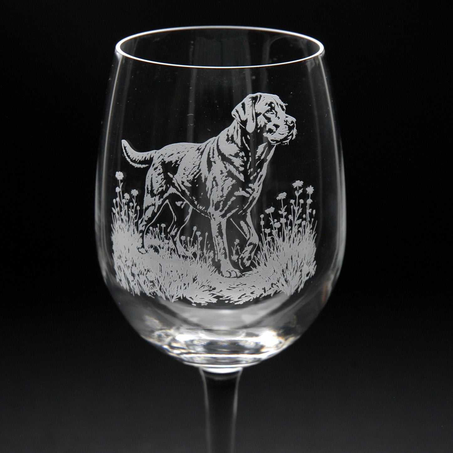 Labrador Dog Crystal Wine Glass - Hand Etched/Engraved Gift