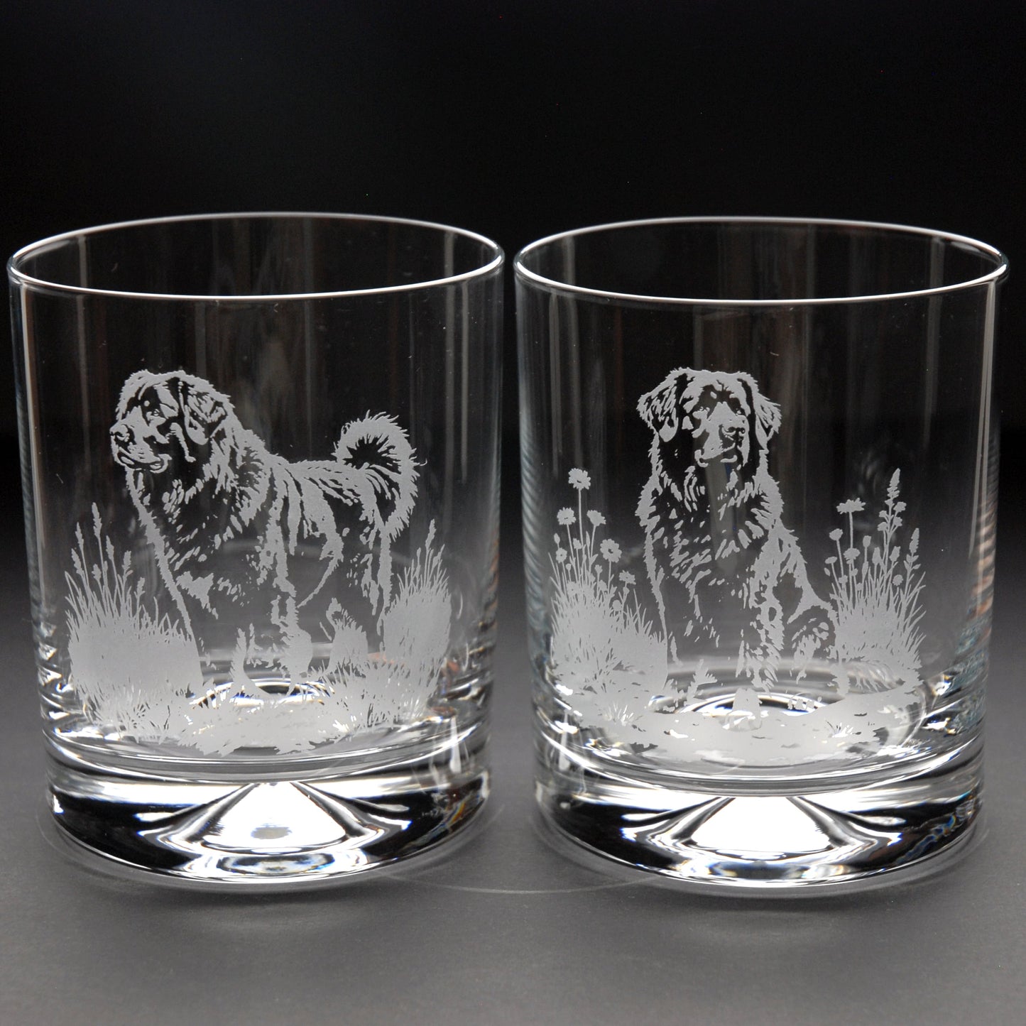 Newfoundland Dog Whiskey Tumbler Glass - Hand Etched/Engraved Gift