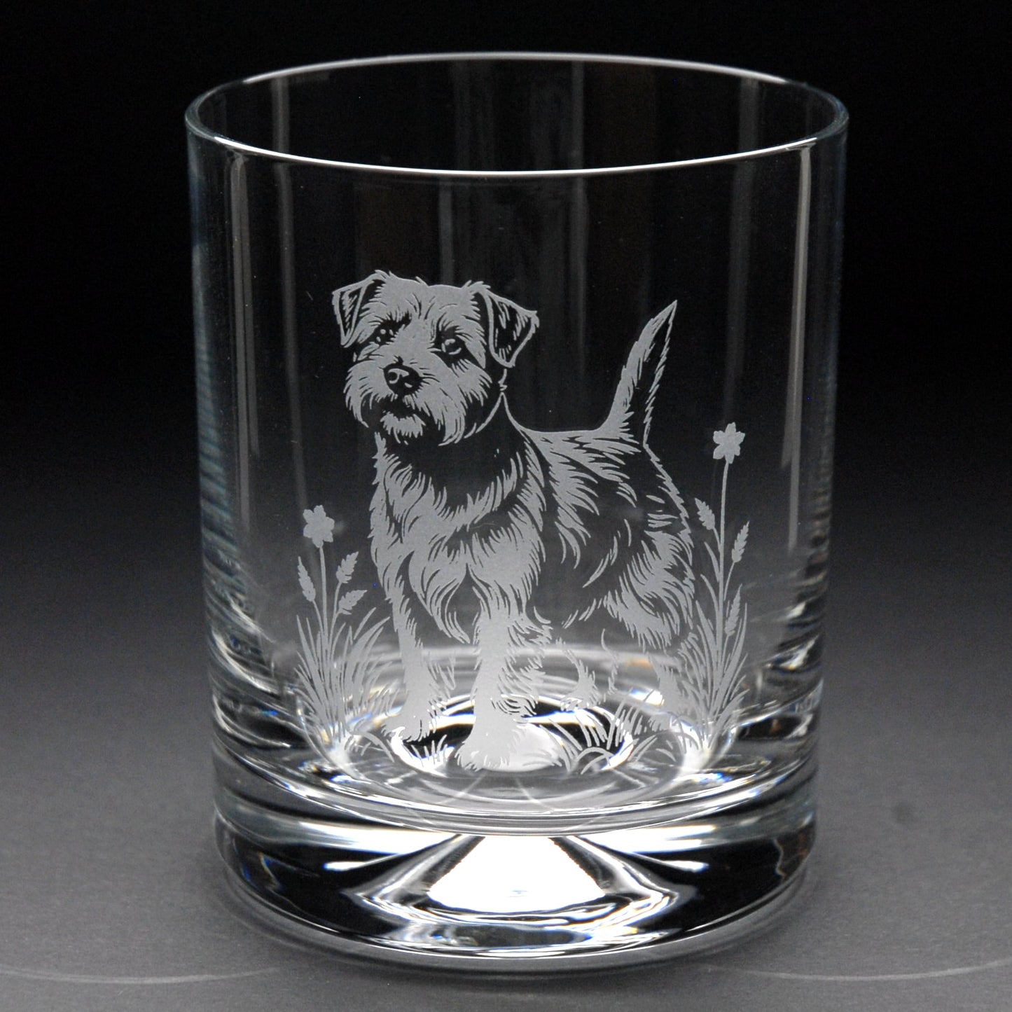 Norfolk Terrier Dog Whiskey Tumbler Glass - Hand Etched/Engraved Gift