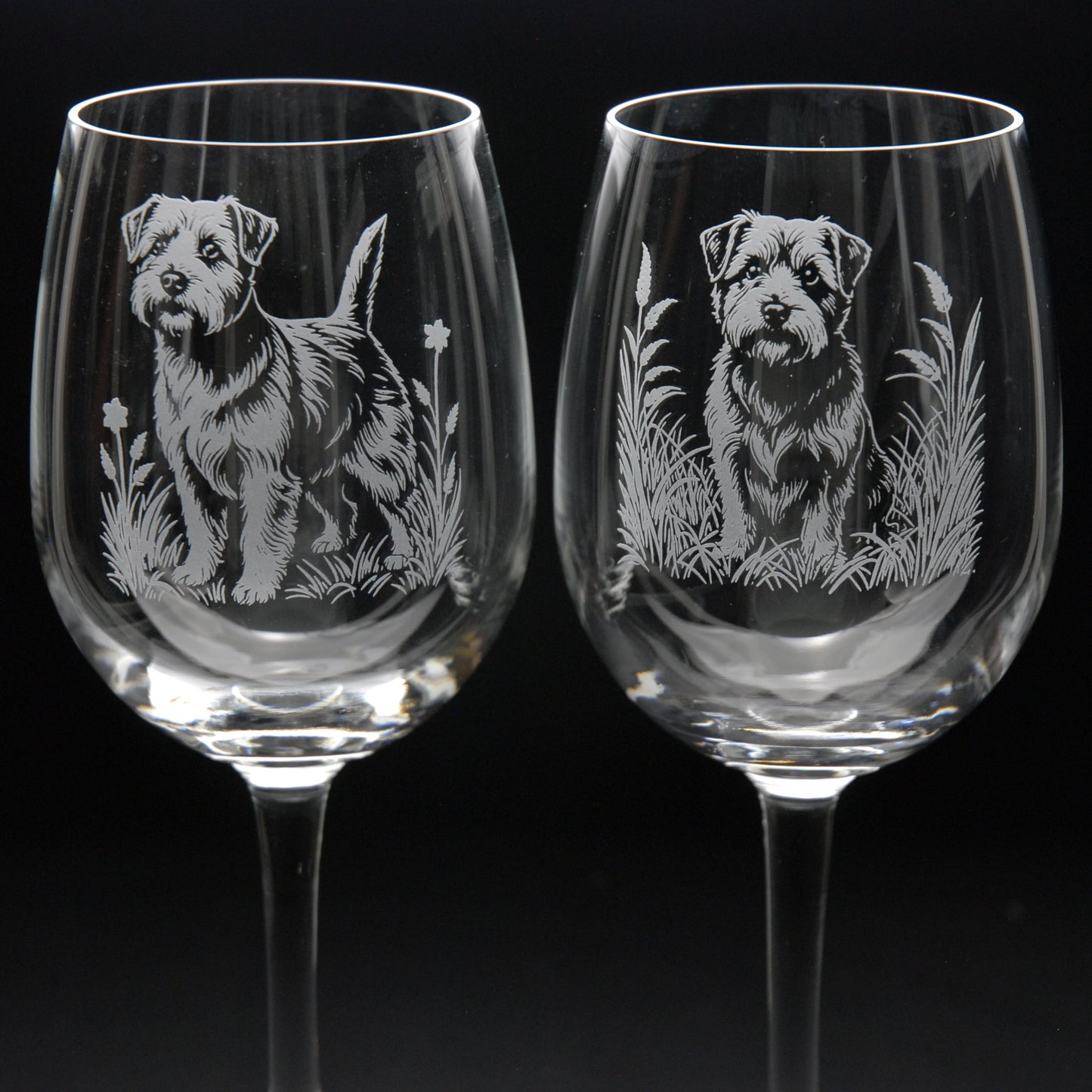 Norfolk Terrier Dog Crystal Wine Glass - Hand Etched/Engraved Gift