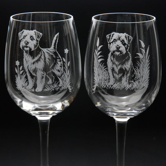 Norfolk Terrier Dog Crystal Wine Glass - Hand Etched/Engraved Gift