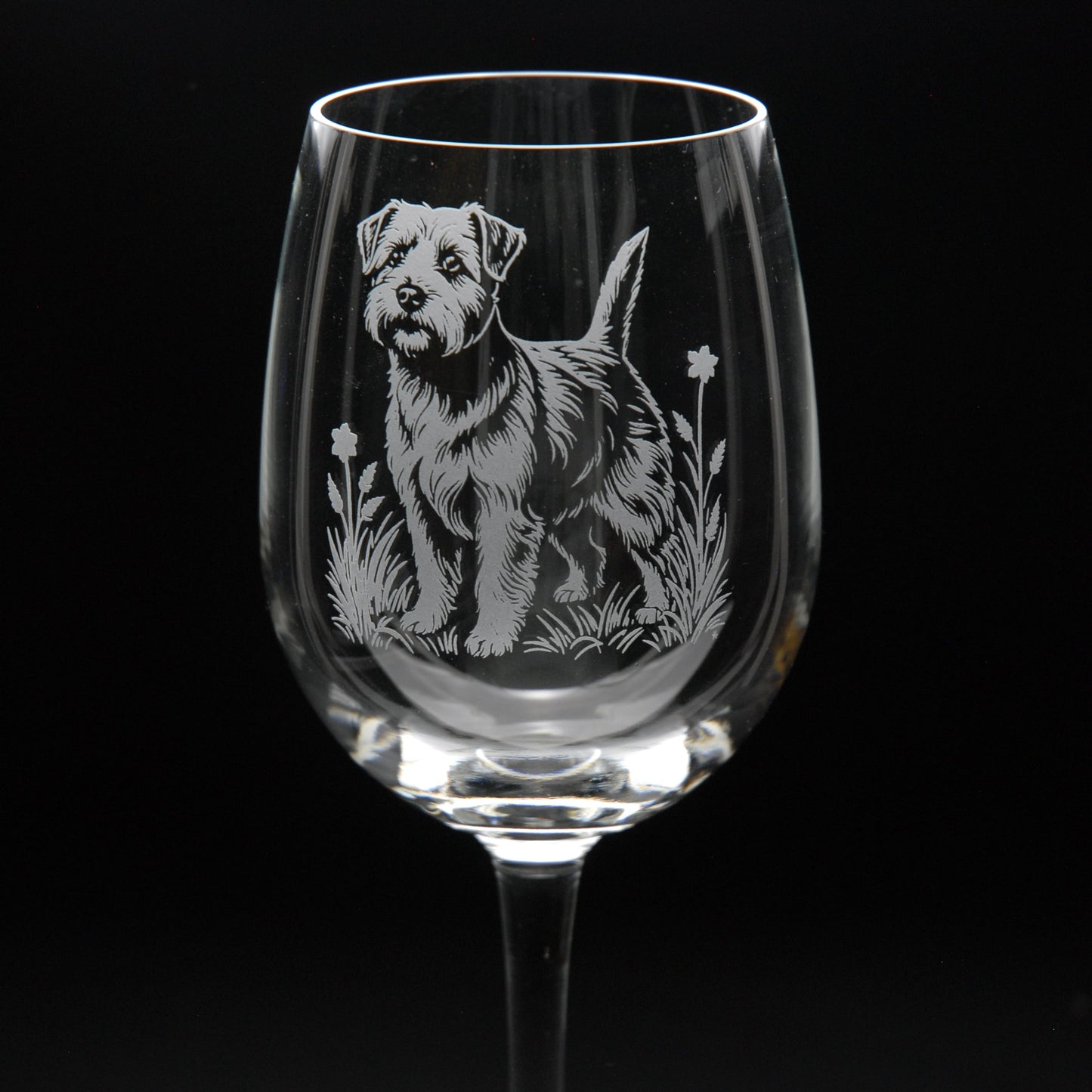 Norfolk Terrier Dog Crystal Wine Glass - Hand Etched/Engraved Gift