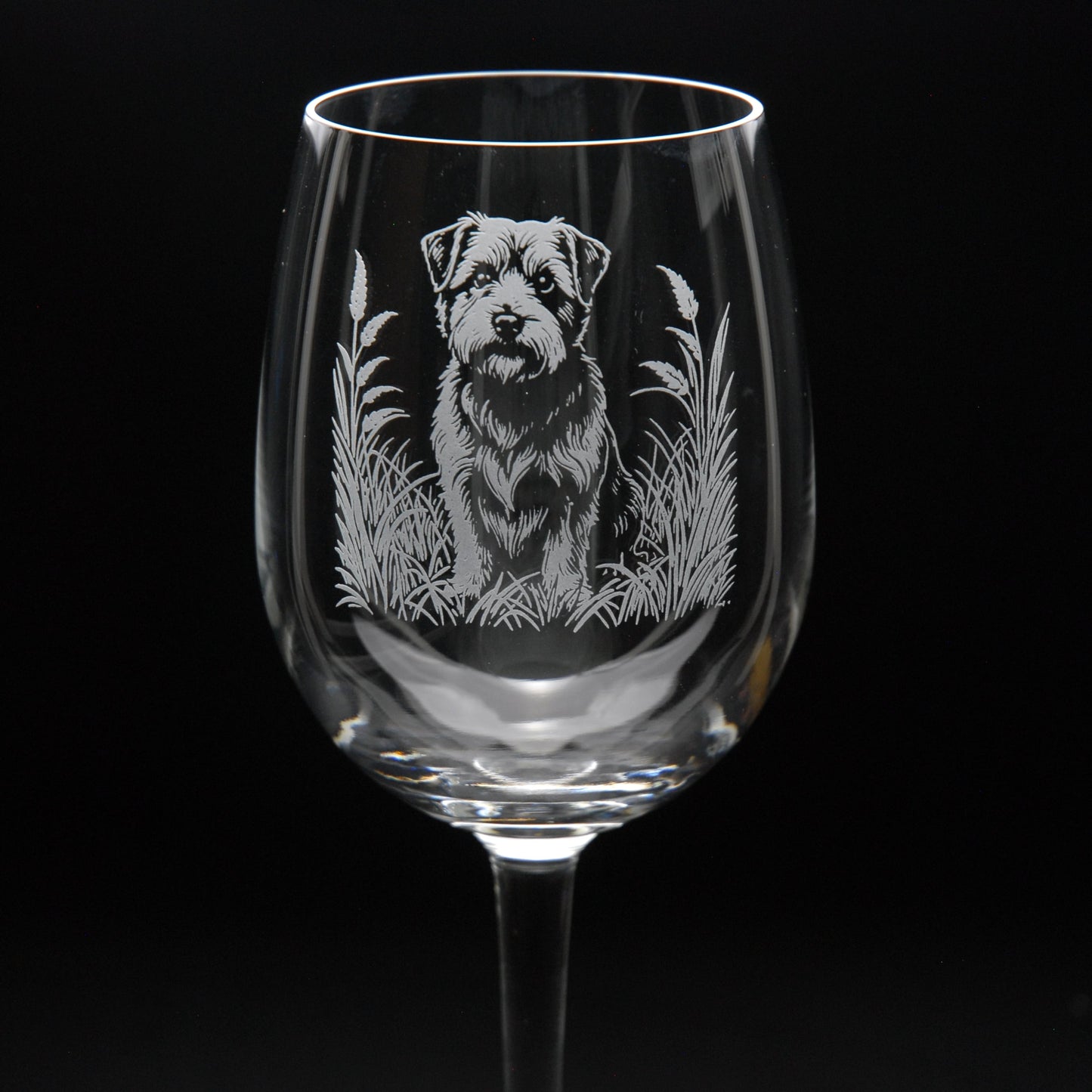Norfolk Terrier Dog Crystal Wine Glass - Hand Etched/Engraved Gift