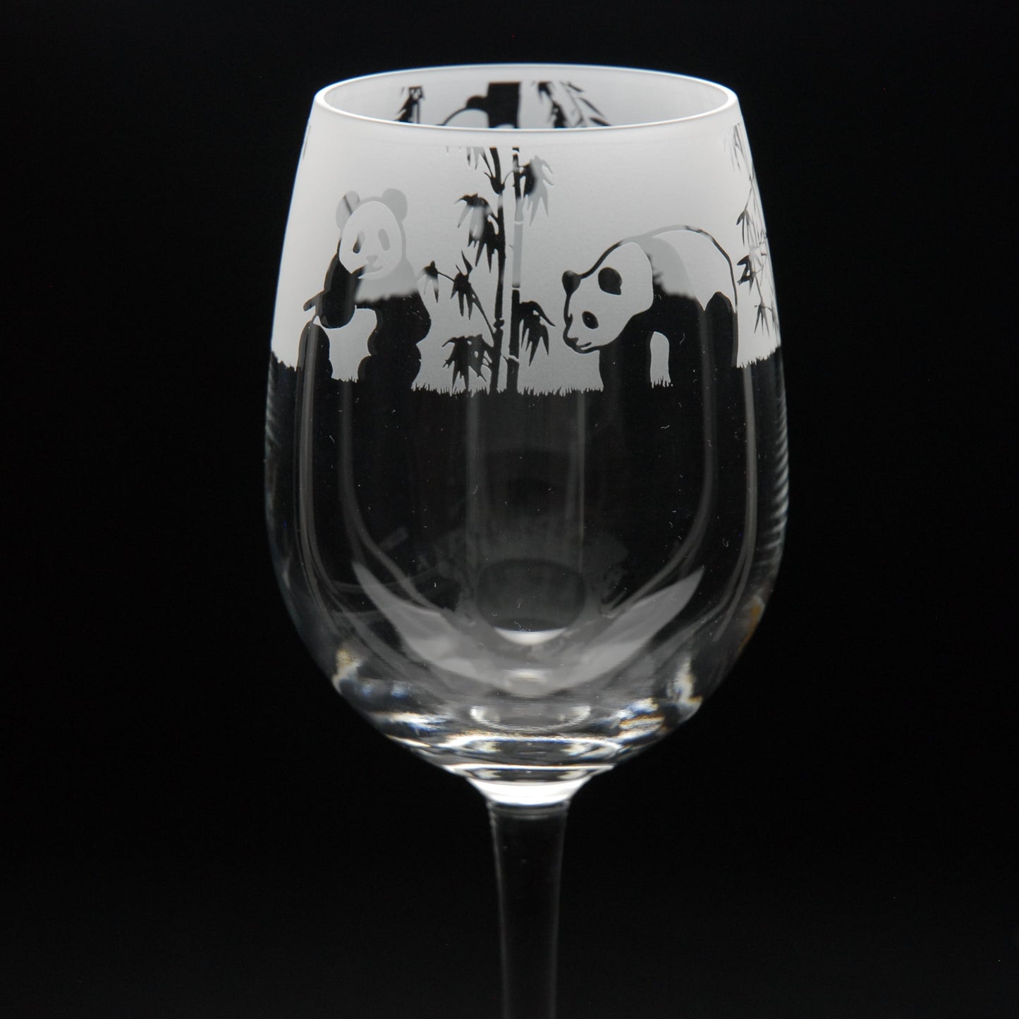 Panda Crystal Wine Glass - Hand Etched/Engraved Gift
